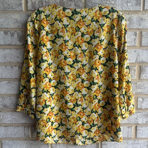 Talbots 3/4 Sleeve Keyhole Front Colorful Floral Blouse Women's Size 4 - Picture 2 of 8